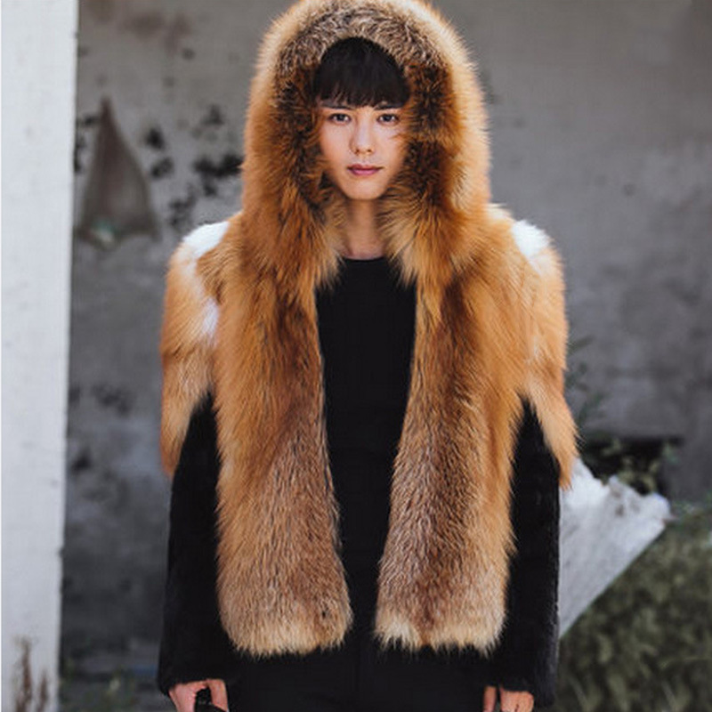 Leather Work Jacket With Hood - Giacche Corte in Ecopelliccia di Volpe