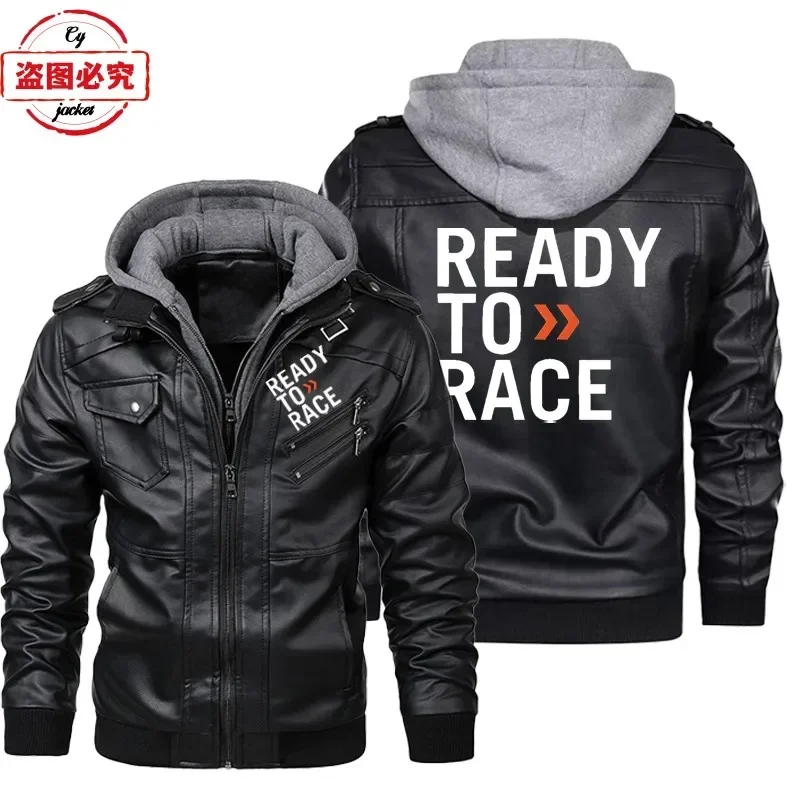 Leather Work Jacket With Hood - Giacca in Pelle PU con Logo