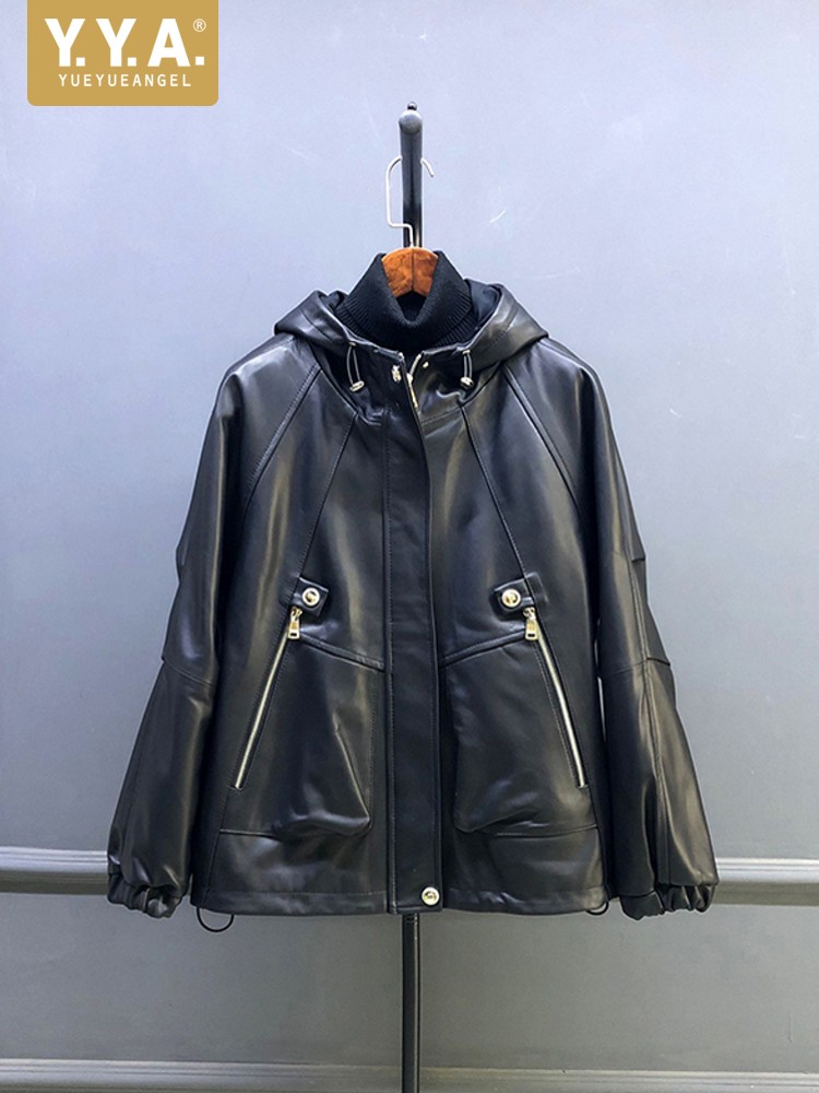 Leather Work Jacket With Hood - Offerta Speciale Autunnale: Giacca Corta da