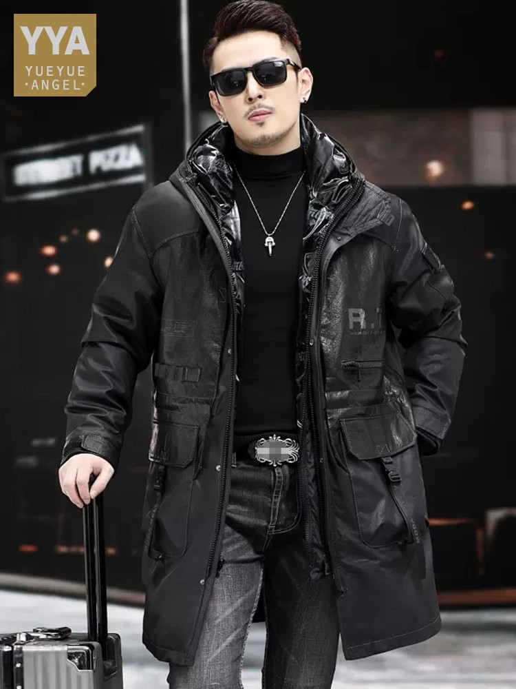 Leather Work Jacket With Hood - Cappotto invernale in vera pelle da