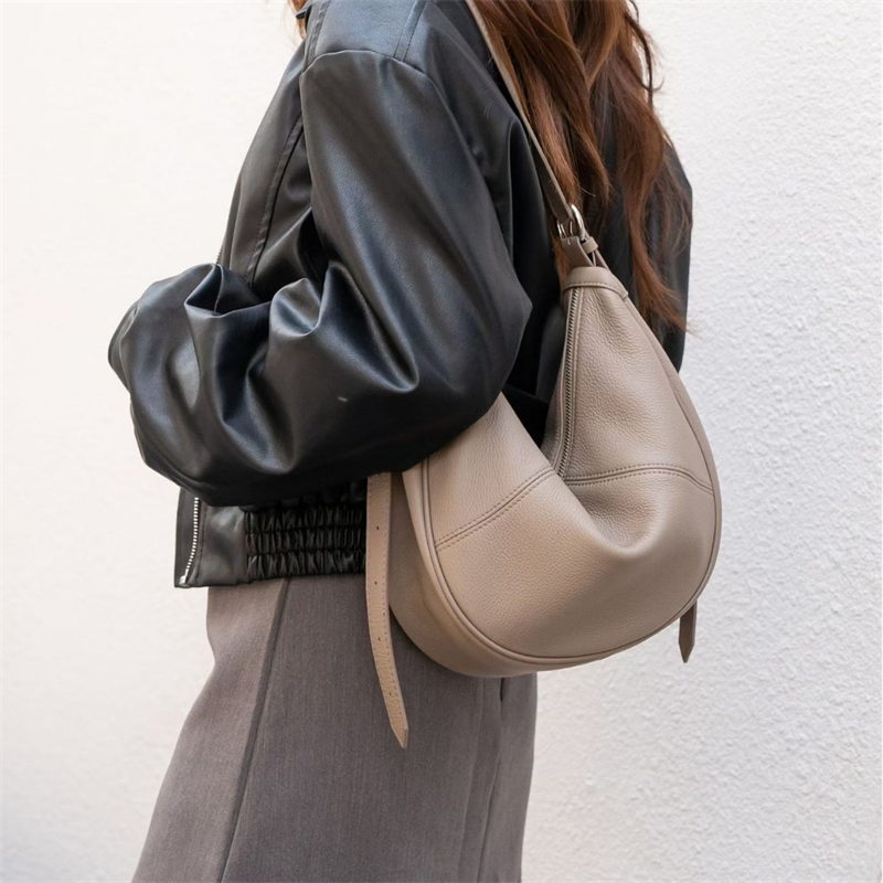 Leather Work Bag Women - BURMINSA Borsa a Tracolla Morbida in