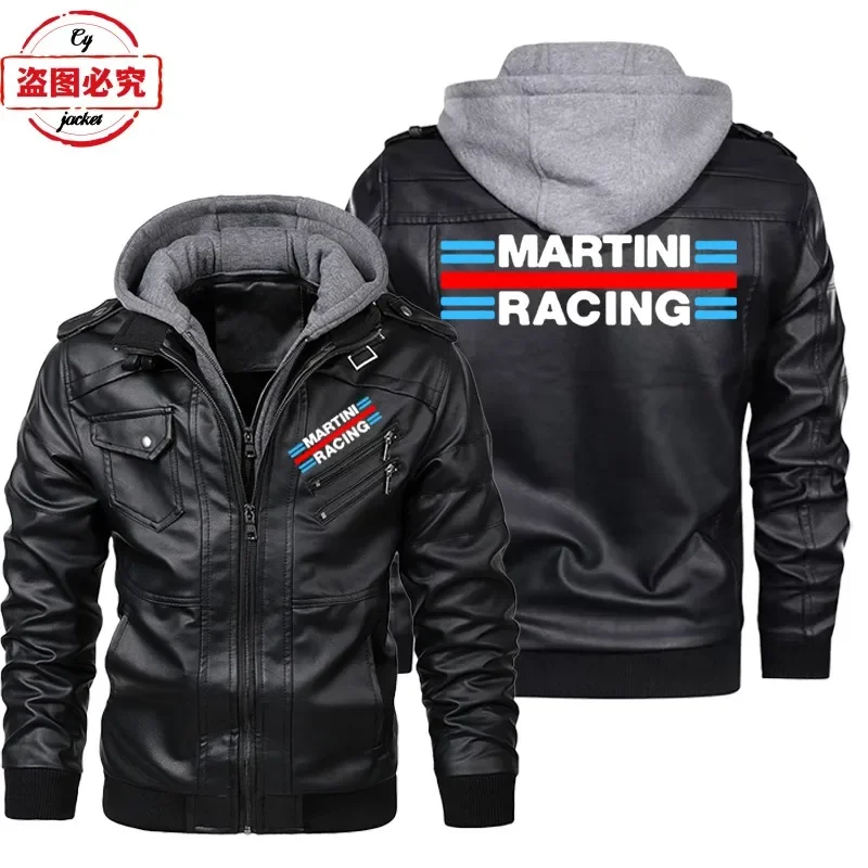Leather Work Jacket With Hood - Giacca in Pelle PU con Logo