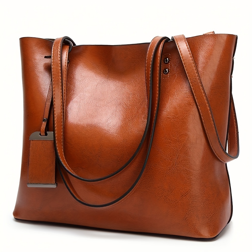 Leather Work Bag Women - Borsa a tracolla da donna in