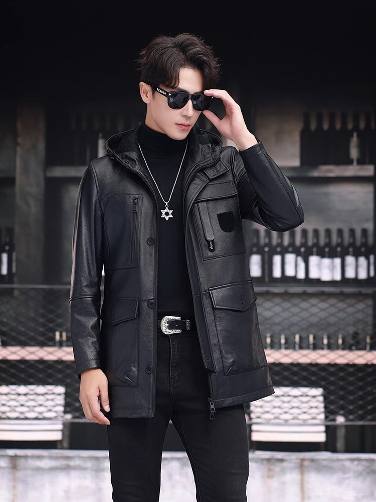 Piumino invernale da uomo d'af - Leather Work Jacket With Hood recensione e prezzo