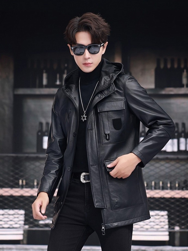 Piumino invernale da uomo d'af - Leather Work Jacket With Hood recensione e prezzo