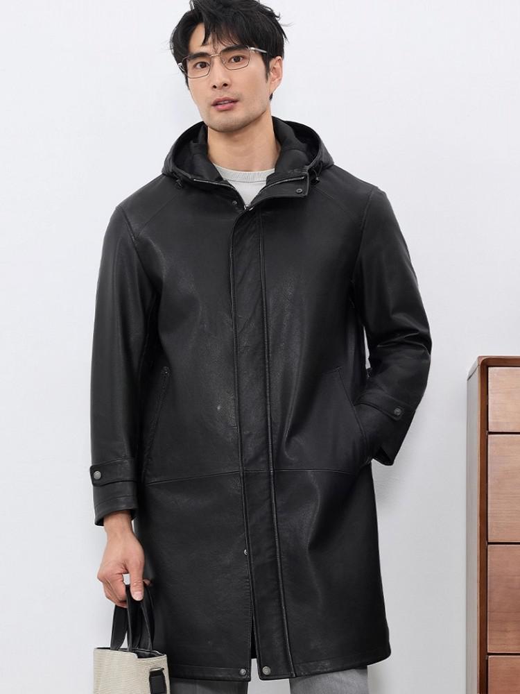 Moda uomo autunno nuova giacca - Leather Work Jacket With Hood recensione e prezzo