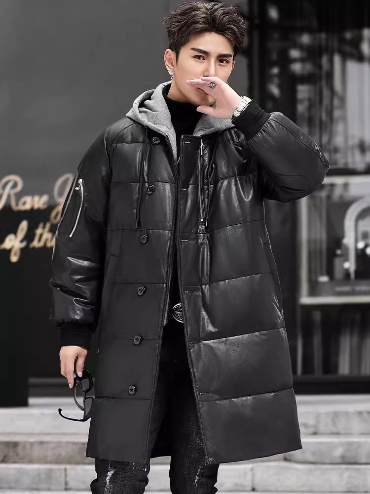 Piumino lungo in vera pelle da - Leather Work Jacket With Hood recensione e prezzo
