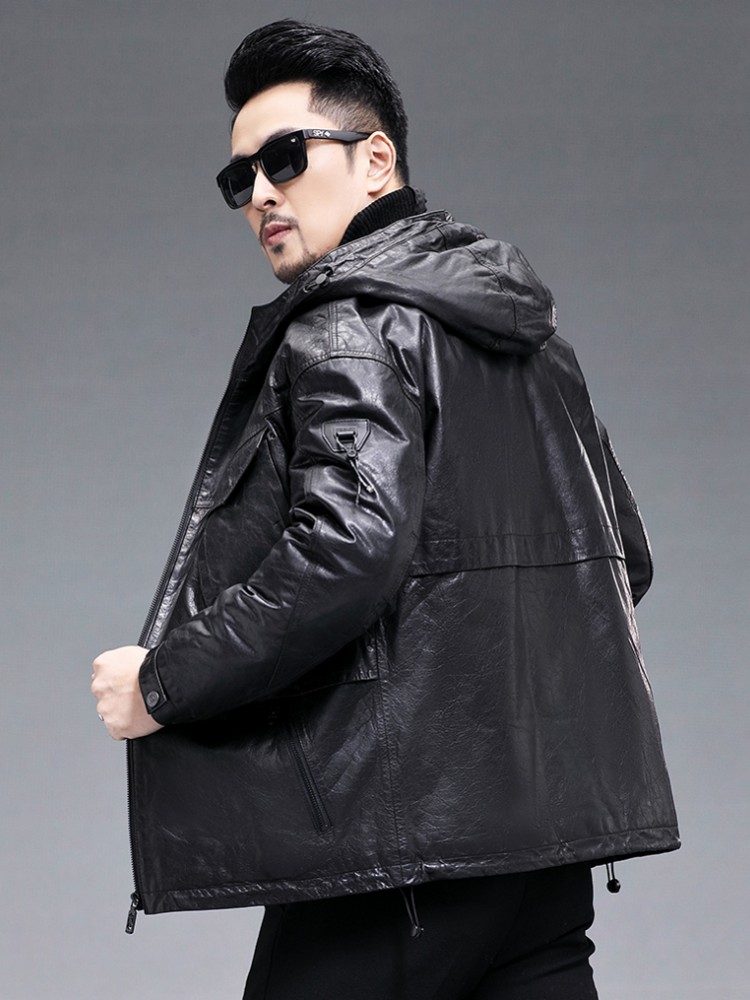 Piumino invernale da uomo cald - Leather Work Jacket With Hood recensione e prezzo
